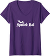 Halloween Spooky T's Womens Spoiled Bat V-Neck T-Shirt - Purple