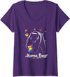 Autism Bear T-shirts Womens Autism Mom Mama Bear Mother’s Day Cute Autism Matching V-Neck T-Shirt - Purple