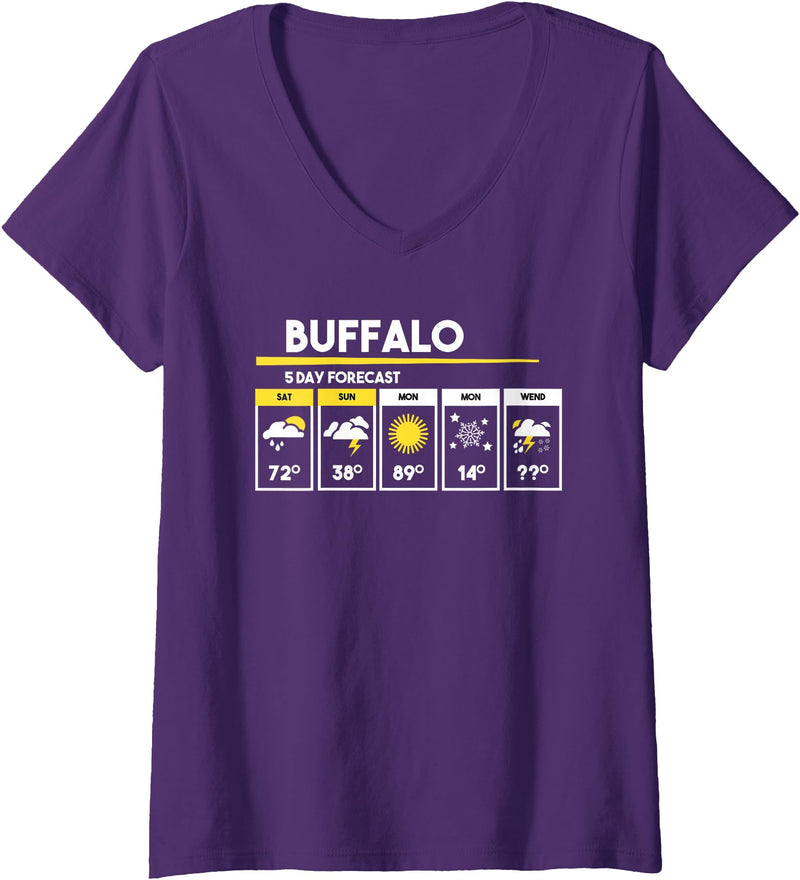 Buffalo 5 Days Forecast Tees Womens Buffalo 5 Days Forecast V-Neck T-Shirt - Purple