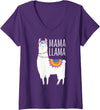 Mama Llama Lover Gifts by Memme Womens Mama Llama Shirt for Women V-Neck T-Shirt - Purple