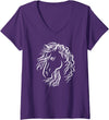 Horse Lover Gifts by Art Like Wow Womens Horse Lover, For Her, Women Girls Animal Lover Nature Horse V-Neck T-Shirt - Purple