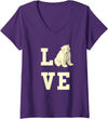 Womens Love with Polar Bear V-Neck T-Shirt - Purple