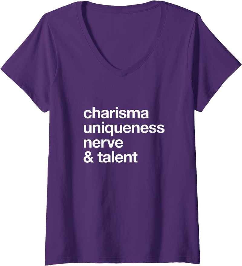 Bear-ly Gay Tees Womens Funny Charisma Uniqueness Nerve Talent Gay Clothing V-Neck T-Shirt - Purple
