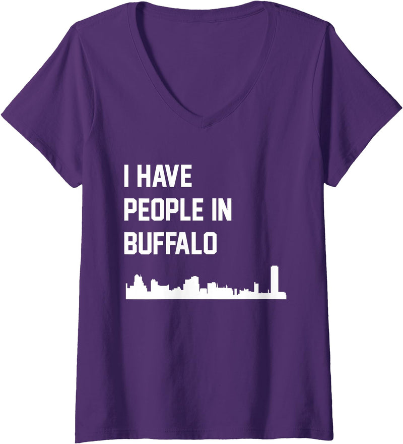 Womens I Have People in Buffalo New York V-Neck T-Shirt - Purple