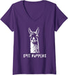 Womens Funny Llama Spit Happens - Llama Drama V-Neck T-Shirt - Purple