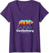 Great Smoky Mountains TN Travel Womens Gatlinburg Tennessee Bear Great Smoky Mountains V-Neck T-Shirt - Purple