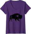 We Love Bison Womens Bison Lover American Buffalo National Park Souvenir Vintage V-Neck T-Shirt - Purple