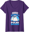 Women's Easily Distracted By Polar Bears V-Neck T-Shirt - Purple