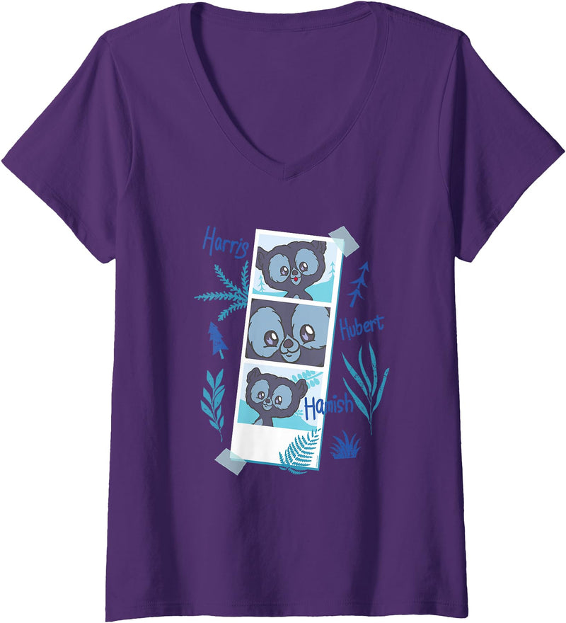 Disney Pixar Womens Disney and Pixar’s Brave Merida’s Bear Brothers Cute Photos V-Neck T-Shirt - Purple