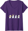 Cute Polar Bear Lovers First Day of School Costume Women's Funny Polar Bear Back to School Teacher Student V-Neck T-Shirt - Purple