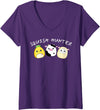 Funny anime designs Womens Squish hunter cute animals pineapple cow lamb V-Neck T-Shirt - Purple