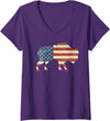 Buffalo USA American flag Bison 4th of July Women's Boys Bison American Flag Buffalo 4th of July Bison Men USA V-Neck