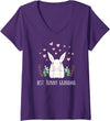 Women's Cute Bunny Grandma Rabbit Grandmother V-Neck T-Shirt in Purple
