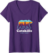 Catskill Mountains Womens Catskills NY Bear Mountains Camping Hiking New York V-Neck T-Shirt - Purple
