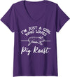 Cool Pig Roast Humor Quote Merch Women's Pig Roast Apparel - Top Funny Roasts Lover Design V-Neck T-Shirt - Purple