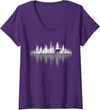 Outdoor Wild Retro Forest Gifts Womens Trees Reflection Wildlife Nature Animal Bear Outdoor Forest V-Neck T-Shirt - Purple