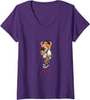 Bahaa's Tee Womens Men's Women's Kids Teddy Bear Graphic Cool Designs Funny V-Neck T-Shirt - Purple