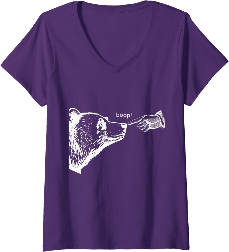 Boop Bear FUNNY Womens Boop the Bear V-Neck T-Shirt - Purple