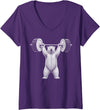 Funny Polar Bear Fitness Meme Women's Polar Bear Gym Deadlift Workout Weightlifting V-Neck T-Shirt - Purple