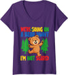 Cute Cartoon Bear Matching Family Outing for Kids Womens We're Going on a Bear Hunt I'm Not Scared Playful Kids Cute V-Neck T-Shirt - Purple