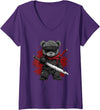 dark teddy bear love Womens Ninja Teddy Bear V-Neck T-Shirt - Purple