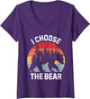 Does Not Bear Thinking About Womens I Choose The Bear V-Neck T-Shirt - Purple
