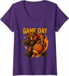 Funny Football Bear Game Day Sports Gift Womens Funny Football Bear Game Day Vintage Shirt Fans V-Neck T-Shirt - Purple