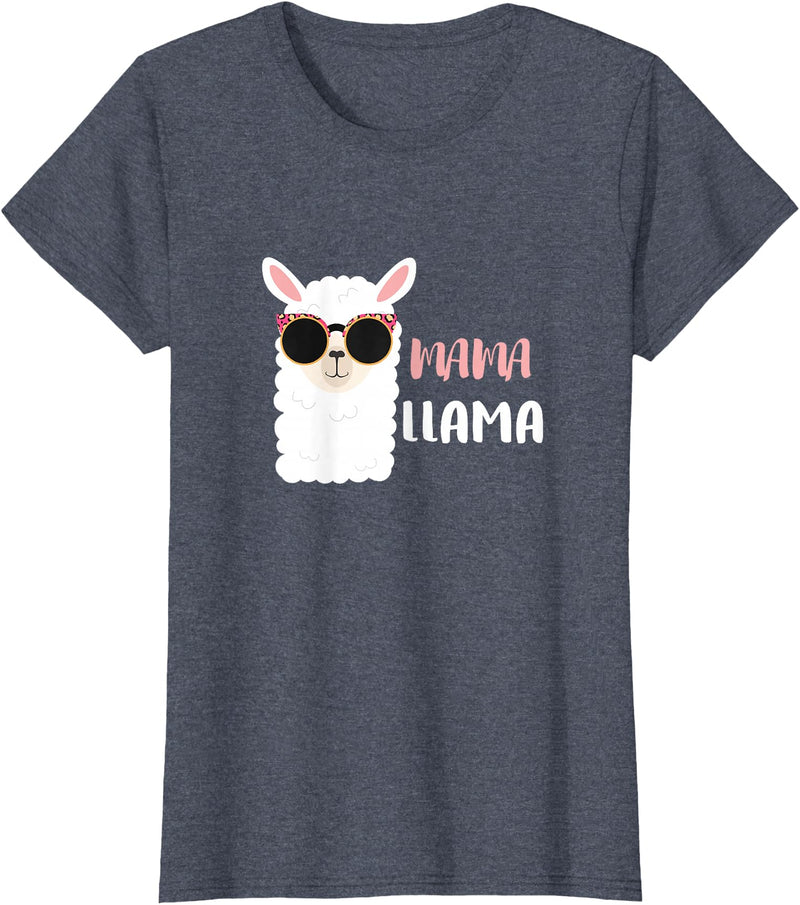 funny Mama Llama Co. Mama Llama, llama wearing sunglasses gift for women T-Shirt - Heather Blue
