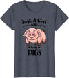 Just A Girl Who Loves Pigs T-Shirt - Heather Blue