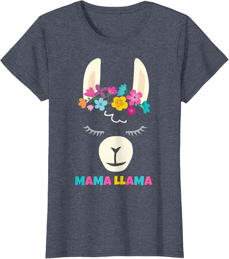 Llama Shirts & Alpaca Gifts Mama Llama Mom Christmas Birthday Mothers Day T-Shirt - Heather Blue