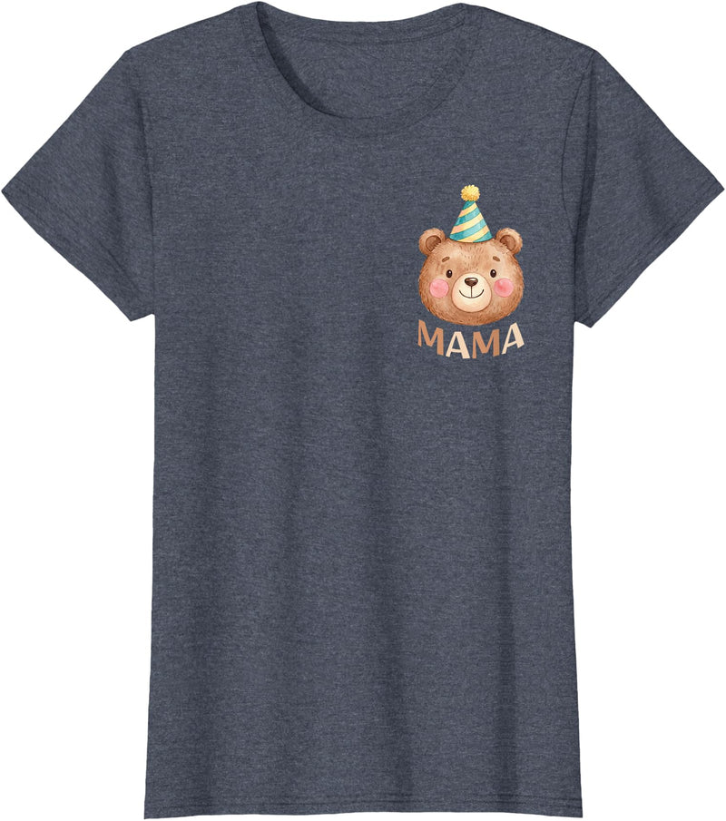 Beary First Birthday Family Matching Party TEE Mama Bear 1st Birthday Boy Girl Family Matching Party T-Shirt - Heather Blue