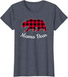 Papa & Mama Bear Outfit Mama Bear Pajama Red Buffalo Plaid T-Shirt - Heather Blue
