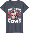 Cows for awesome Girls Farmer Cute Cow Just a Girl Who Loves Cows T-Shirt - Heather Blue