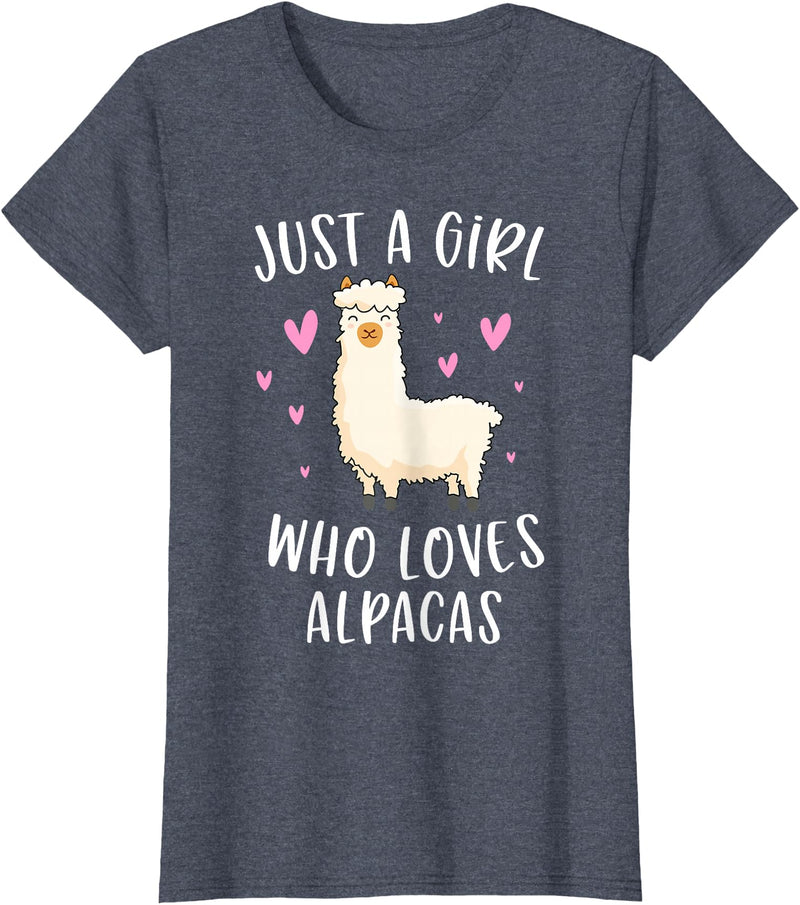 Cute Alpaca Llama Lover Clothing Gifts For Women Just A Girl Who Loves Alpacas Funny Alpaca Gifts for Girls T-Shirt - Heather Blue