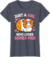 KATYLIN Just A Girl Who Loves Guinea Pigs Cute Women Girls Kids T-Shirt - Heather Blue