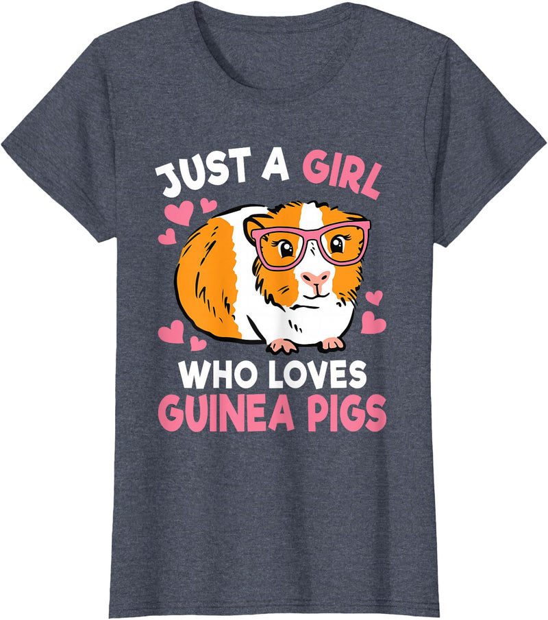 KATYLIN Just A Girl Who Loves Guinea Pigs Cute Women Girls Kids T-Shirt - Heather Blue