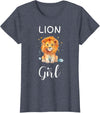 Lion Girl TShirtz & More Funny Lion Girl Shirt Artistic Cute Animal Lion Lover T-Shirt - Heather Blue