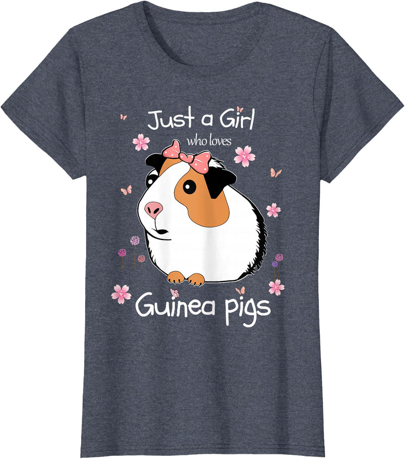 Just a Girl Cute Funny T-Shirts Just a Girl Who Loves Guinea Pigs - Cute Pets Lover Gift T-Shirt - Heather Blue