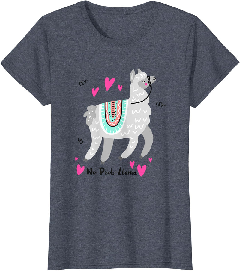 No Prob Llama - Funny Llama Alpaca Lover T-Shirt Gift Tshirt T-Shirt - Heather Blue