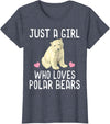 Polar Bear Lover Tees Just A Girl Who Loves Polar Bears T-Shirt Polar Bear Gift T-Shirt - Heather Blue