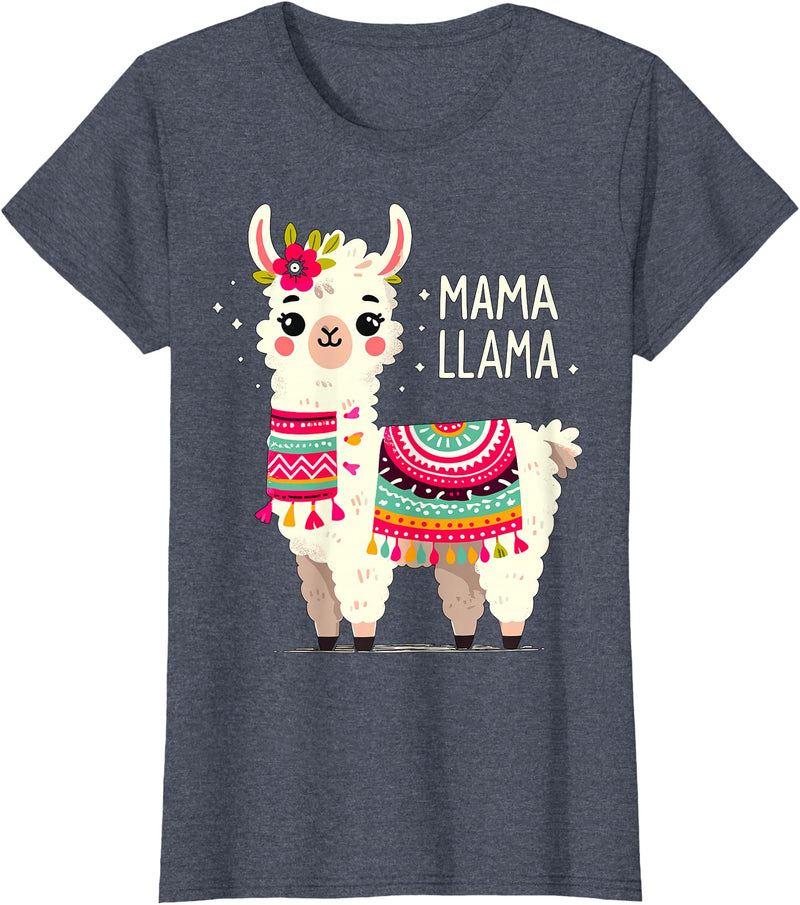 Magical and Funny Llama lover Gifts Mama Llama Mother's Day Birthday Party Mom Alpaca Llama T-Shirt - Heather Blue