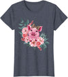 Pig Leopard Headband Flower Pig With Leopard Headband Flower Pig Lover T-Shirt - Heather Blue