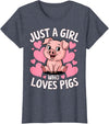 Magical and Funny Pig Farmer Gifts Just a Girl who loves Pigs T-Shirt - Heather Blue