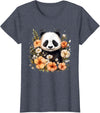 Floral Panda Bear Panda Bear Flowers Floral Girls Kids Funny Cute Panda Lover T-Shirt - Heather Blue
