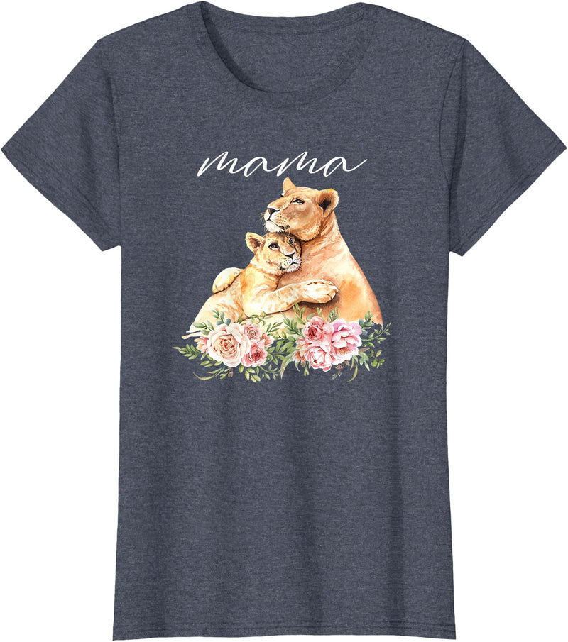 Mama Lioness Shirt Womens Mama Lioness New Mom Lion Mommy Gift For Mothers Day T-Shirt - Heather Blue