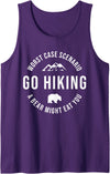 Worst Case Scenario Sarcastic Hiker Humor Outdoors GO HIKING Funny A Bear Might Eat You Mountains Sarcasm Hike Tank Top - Purple