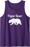 Funny Papa Bear Tee & Gifts For Father Mens Papa Bear Father's Day Gift Dad Distressed Graphic Print Tank Top - Purple