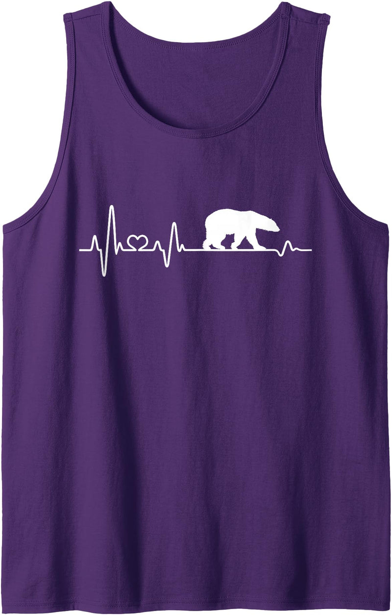 Polar bear bears gifts ECG pulse rate Polar bear heartbeat bear north pole love polar bears Tank Top - Purple