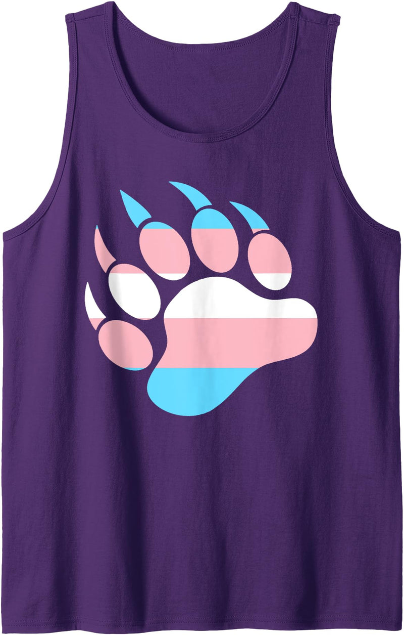 Say Gay Trans Bear Paw - Trans Pride Flag Tank Top - Purple