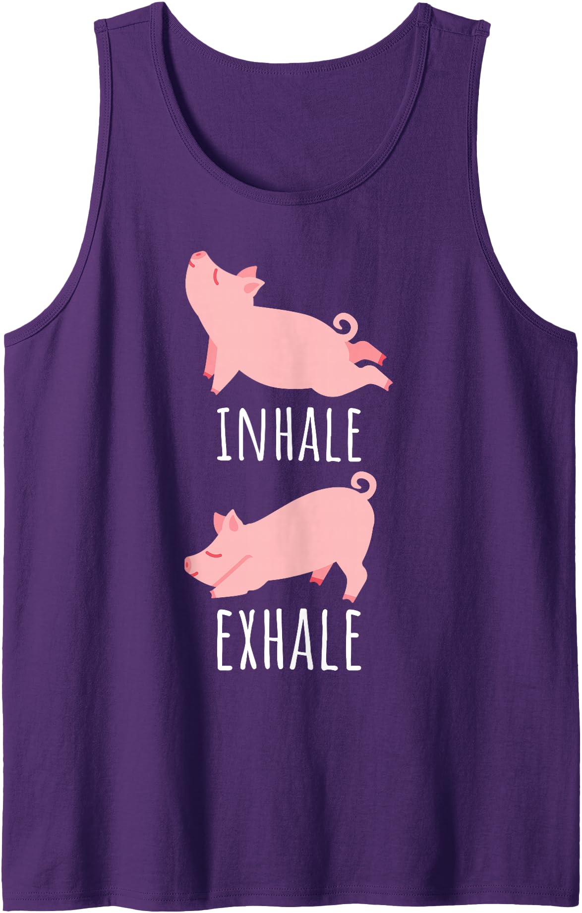 JonFriday Yoga Meditation Namaste Fitness Gifts Inhale Exhale Pig Yoga Meditation Workout Exercise Mom Gift Tank Top - Purple